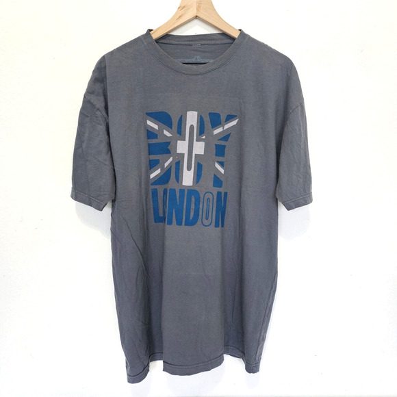 BOY LONDON Mens SIZE L /XL? Gray Short Sleeve LOGO Graphic Shirt FITS LIKE A L - Picture 7 of 7